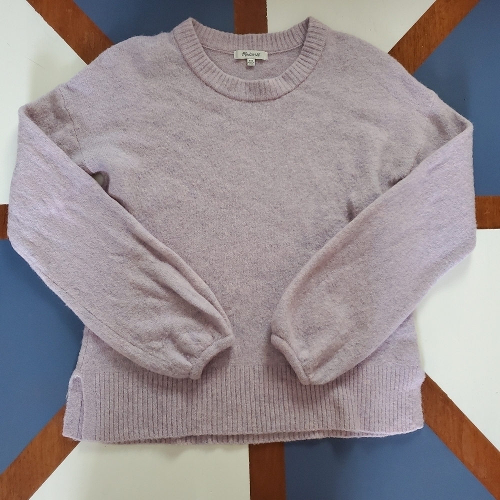 Madewell Sweater XXS Marled Purple Knit‎ Wool Alpaca Cozy Balloon Sleeve Spring
